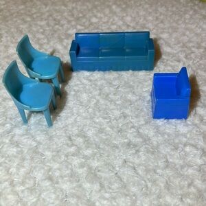 Vintage 1950's dollhouse furniture living room chairs set